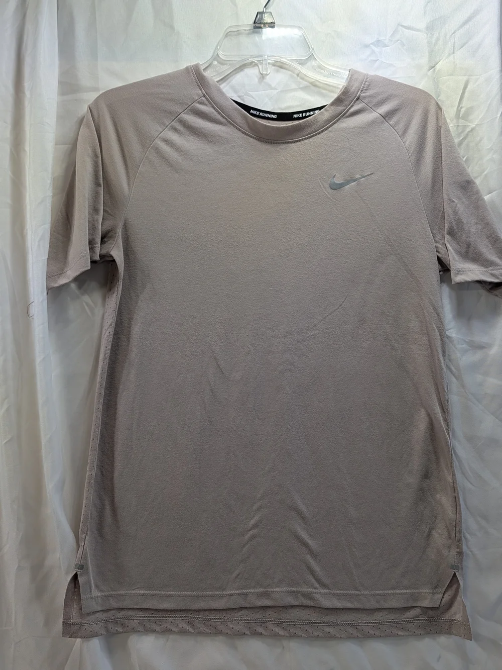 Nike Women's Short Sleeve Dry Fit Running Tee in Light Taupe W/ Mesh Back Size S